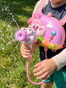 MINKOJA 1 pieza Mochila con pistola de agua con diseño de animal lindo, lanzador de agua para niños con correas ajustables, juguete de agua para exteriores de verano para niños y niñas, regalo de Pascua, regalo del Día del Niño, juguetes de piscina, juguetes para niños, juguetes de agua, pistolas de agua para niños - Multicolor - Ver 2