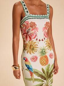 SHEIN TRVLCHIC Printed Fitted Knit Dress - Multicolor - View 7