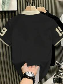 Chillumni Áo Polo nam kiểu dáng thường ngày phối màu, có huy hiệu, logo Los Angeles 1989, thích hợp cho mặc hàng ngày và các buổi gặp gỡ. - Nhiều màu - Xem 2