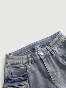 ROMWE Grunge Punk 夏季女装：破洞牛仔低腰迷你短裤，朋克街头风 - 淺藍色 - 查看 4
