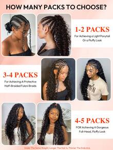 Boho Braids 60克50股卷曲真人钩编发，适合女性，长度14-22英寸，缅甸卷发束，100%真人发，预先分离，隐形奇迹结，羽毛钩编真人发，波西米亚风接发，自然黑1B# - S1B - 查看 7