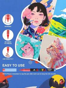 408色液体墨水丙烯马克笔，软头，专业艺术绘图笔，适用于DIY、绘画和涂鸦 - 多色 - 查看 5