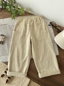 LMoss Kids Jeans blancos holgados y entallados para niños - Caqui - Ver 3