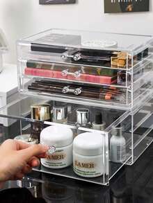 Transparent Makeup Organization Drawer - Dustproof, Stackable Desktop Lip Gloss Lipstick Jewelry=Storage Rack With Clear View - Perfect Makeup Storage And Display - Clear - View 5