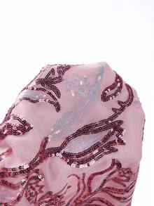 SHEIN Ellevyn Falda A-Line elegante y de moda con adornos de lentejuelas para mujer - Rosa - Ver 6