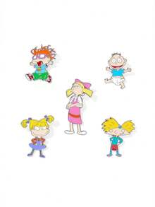 Nick 90s | SHEIN 5枚可爱卡通锌合金胸针套装，包包挂饰，适合作为礼物、收藏品、纪念品，兔子造型，男女通用，用途广泛 - 彩色 - 查看 4