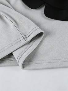 SHEIN Franclia Bộ đồ 2 món mùa hè dành cho nữ: Áo tay ngắn dáng rộng họa tiết hoa 3D màu trắng và chân váy dài suông màu trắng, phong cách tối giản, thoải mái đi làm. - Xám - Xem 5