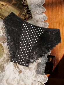 Divavoom 1pc Lace Patchwork Women's Panty - Black and White - View 2