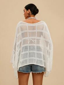 Travachic Blusa de punto casual de unicolor para vacaciones, talla grande para mujer - Blanco - Ver 5