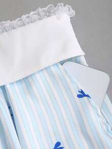 Sweetra Pantalones largos elegantes y dulces con patchwork, adecuados para primavera y otoño - Celeste - Ver 4