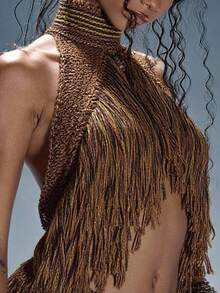 MUSERA Choker Detail Fringe Knit Top Summer, Ibiza Fits, Holiday Vacation Sexy Festival Rave Knit Escapade Country Winter Party Chic Spring Sweater - Multicolor - View 6