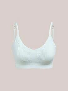 Barelissa Women's Minimalist Seamless Wireless Bra With Textured Fabric, Spaghetti Strap - Mint Blue - View 4
