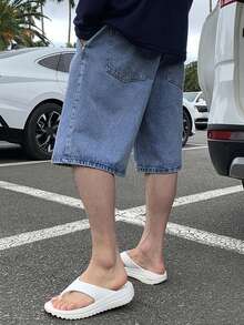 DAZY Pantalones cortos de mezclilla azul desgastados y desgastados para hombre, verano - Azul - Ver 2