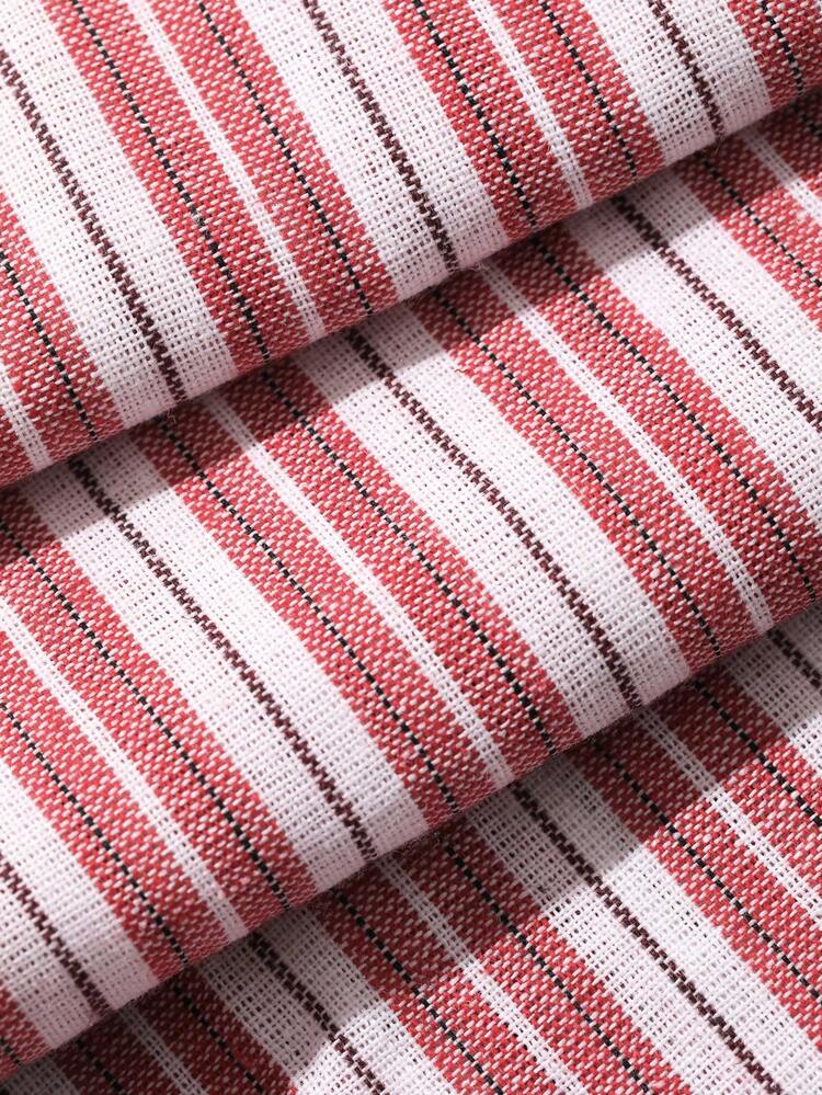 2pcs/Set Women's Round Neck Sleeveless Bow Tie Striped Outfit