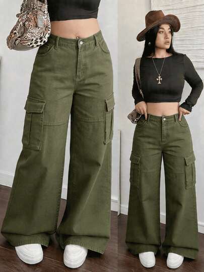 Ticali Pantalones Cargo con Bolsillos Utilitarios Tiro Alto, que Estiliza tu Cintura. H2KB23/H2KB24/H2KB25.