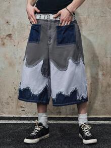 ROMWE MEN Street Life Men's Casual Patchwork Denim Shorts - Multicolor - View 8
