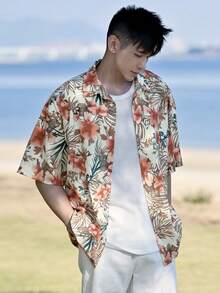 DAZY Men's Floral Print Short Sleeve Vacation Shirt, Summer Graphic Tees Men - Multicolor - View 4