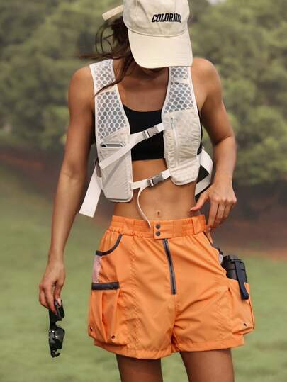 WanderVale Áo vest ngoài trời đơn sắc, kiểu dáng thường ngày, có túi.