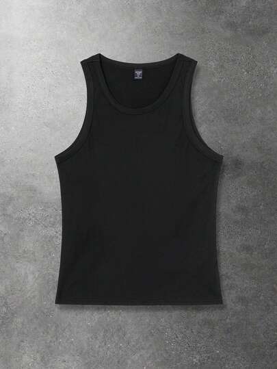 ROMWE MEN Men's Solid Color Minimalist Casual Sleeveless Tank Top