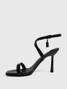 CUCCOO SZL Women's Square Toe Rhinestone Ankle Strap Sandals For Christmas - Black - View 4
