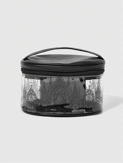ROMWE Goth Bolso tipo cubo con estampado gráfico gótico negro, otro tipo de almacenamiento, Halloween