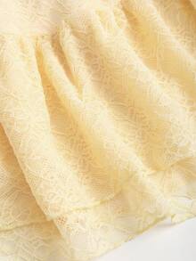 Sweetra Đầm mùa hè dáng ôm, thiết kế ren cổ yếm, hở lưng, xếp tầng, eo thon, thời trang mới cho kỳ nghỉ hè, đi biển, quyến rũ dành cho phụ nữ. - Màu vàng - Xem 6