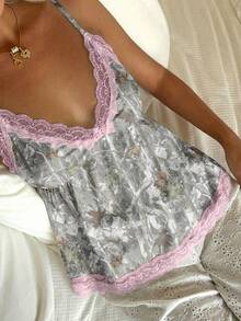 CovetEZ Bộ đồ liền thân nữ kiểu babydoll xếp ly ngực phối ren, thích hợp mặc hàng ngày, trang phục thường ngày cho nữ, quần áo mùa hè cho nữ. - Nhiều màu - Xem 5