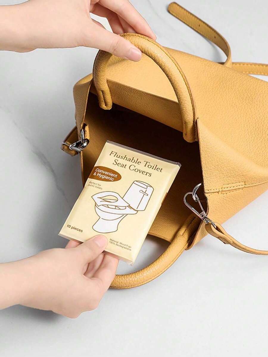 100片装一次性马桶垫,可冲水纸质马桶垫,旅行必备配件,适用于飞机、旅行、公共卫生间和露营的速溶纸质马桶垫,轻便卫生,浴室装饰,秋季装饰 - 彩色 - 查看 1