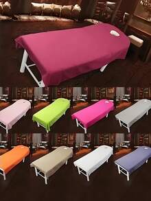 1PC 75cm X 190cm Premium Spa Massage Table Cover Easy Clean Salon Couch Sheet Face Hole Design Elastic Fit For Beauty Clinic Tattoo Shop Chiropractic Mat Must Have - Multicolor - View 2