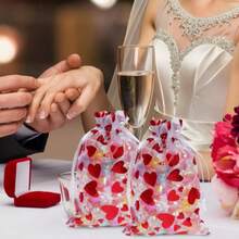 Bộ 25 túi vải organza hình trái tim màu đỏ có dây rút, thích hợp làm quà tặng đám cưới, mỹ phẩm và quà tặng ngày Valentine, quà lưu niệm cho tiệc cưới. - Nhiều màu - Xem 5