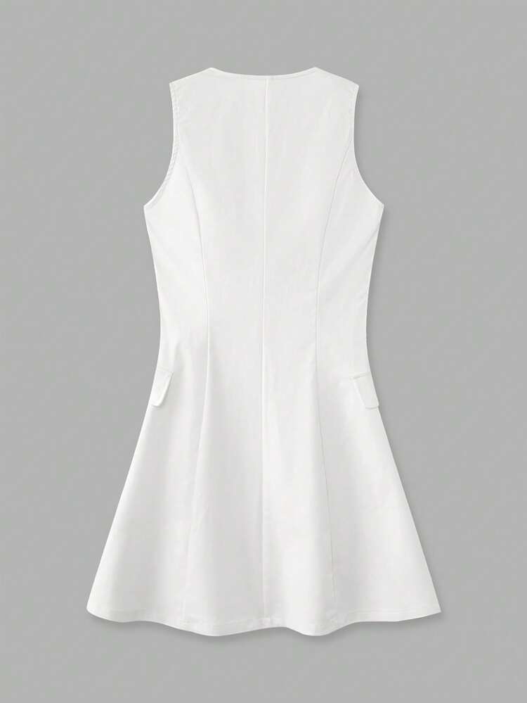 Minivestido con detalle de botones delanteros y bordado floral delicado, con un aspecto romántico y femenino, estilo primavera-verano francés y parisino