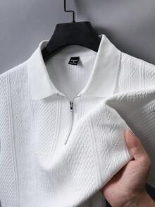 Manfinity CasualCool Bộ đồ thường ngày gồm áo polo nam có khóa kéo và quần short nam có dây rút và túi ở eo. - trắng - Xem 3