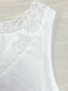 valorelle valorelle Áo tank top nữ dáng ôm, cổ chữ V, phối ren, kiểu dáng cơ bản, thích hợp mặc đi chơi mùa hè. - trắng - Xem 6