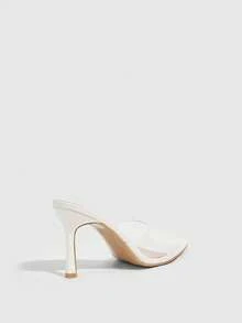 CUCCOO SZL Women's Fashion Pointed Clear Glass Gold Stilettos, Suitable For Dinner Parties, Commutes, Parties, Crystal Open-Toed High-Heeled Sandals Summer Shoes - White bs - View 3