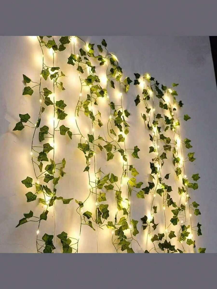 1 Piece Artificial Jujube Leaf Design String Lights, Length 2 Meters/6.56 Feet, 5 Meters/16.4 Feet, 10 Meters/32.8 Feet | Battery Operated | Decorative For Various Occasions Such As Weddings, Parties, Home | Suitable For Both Indoor And Outdoor Use | No Need To Plug In | Suitable For Birthdays, Various Parties | Decorative String Lights - Creeper - View 1