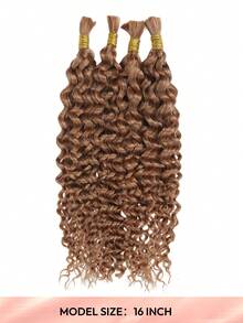 Boho Braids 100% Echthaar zum Flechten für Boho-Zöpfe, Wasserwellen-Locken, Echthaar-Flechthaare, 4 Bündel/Packung, 95g für den gesamten Kopf, braune Bulk-Echthaar-Extensions für nahtlose Zöpfe, nass-wellig, ohne Einschlag, vorsortierte Flechthaare, Echthaar-Extensions für Frauen - S30 - Übersicht 3