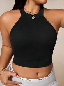 Rhythm Era Plus Size Women Sports Bra Seamless Fitness Yoga Workout Running Training Top - Black - View 1