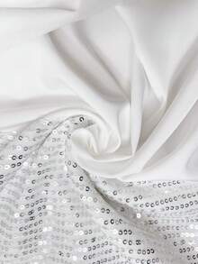 SHEIN 两件套孕妇亮片拼接无袖上衣和阔腿裤休闲套装 - 白色 - 查看 8