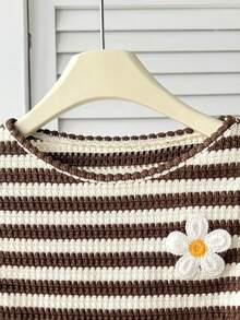 SHEIN Tween-Mädchen Lässig Basic strukturierter Strick Ärmelloses Top und Shorts Set, Weiches Strickkleid, Spitzenkleid, Punkte Kleid, Schleife Kleid, Sommerkleid, Sommer Outfit, Strandkleid, Abschlusskleid - Braun - Übersicht 3