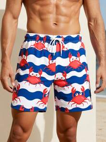 Manfinity Swimmode Men's Minimalist Printed Casual Beach Shorts - White - View 7