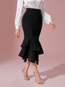 Modelyn Gonna con orlo a sirena vita alta - nero - Visualizzare 3