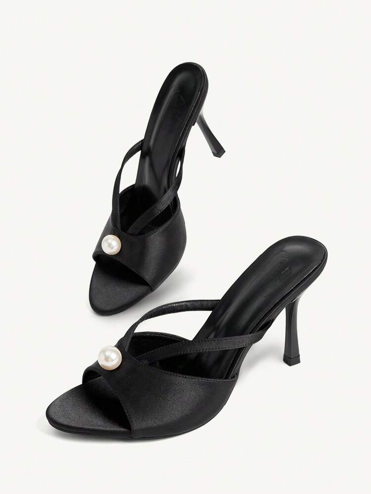 CUCCOO CHICEST Women Shoes Summer And Summer New Beige Lace Pearl Ankle Strap Women's High Heel Sandals Fashion Comfortable Versatile Sexy Party Banquet Wedding Women's Sandals Sandals Wedding Shoes Wedding Shoes Summer Shoes Bride Shoes