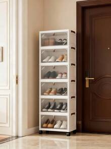 1 pieza Armario organizador plegable y multiusos de múltiples capas sin herramientas para dormitorio, sala de estar, dormitorio, ahorro de espacio en el hogar - transparente - Ver 6
