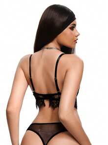 AltBold 2 piezas Conjunto de lencería sexy para mujer con adorno de encaje y aros - Multicolor - Ver 7