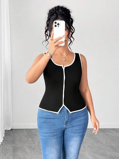 Elenzga 优雅通勤度假风休闲宽松吊带背心，舒适面料，百搭，大码可选，适合春夏秋季穿着