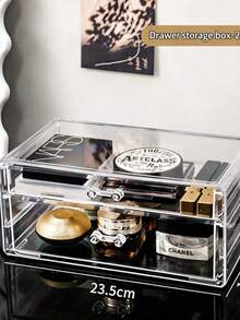 Transparent Makeup Organization Drawer - Dustproof, Stackable Desktop Lip Gloss Lipstick Jewelry=Storage Rack With Clear View - Perfect Makeup Storage And Display - Clear - View 1