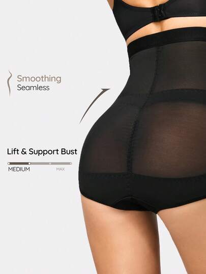 SHAPORA Quần lót nữ cạp cao, chất liệu lưới xuyên thấu, giúp định hình vòng bụng.