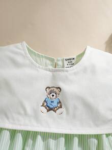 Souflis Souflis Baby Boy Bear Print Striped Short Sleeve Romper - Green - View 6