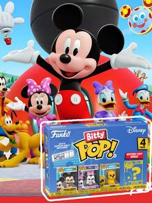 Funko Bitty Mini Vinyl Figure 4 Packs Collectible Set, Classic Cartoon Mouse, Bow-Wearing Mouse, Yellow Puppy And Mystery Character, Micro Size Display Figures With Shelf Case, Cute Desktop Decoration Gift Idea - Multicolor - View 1