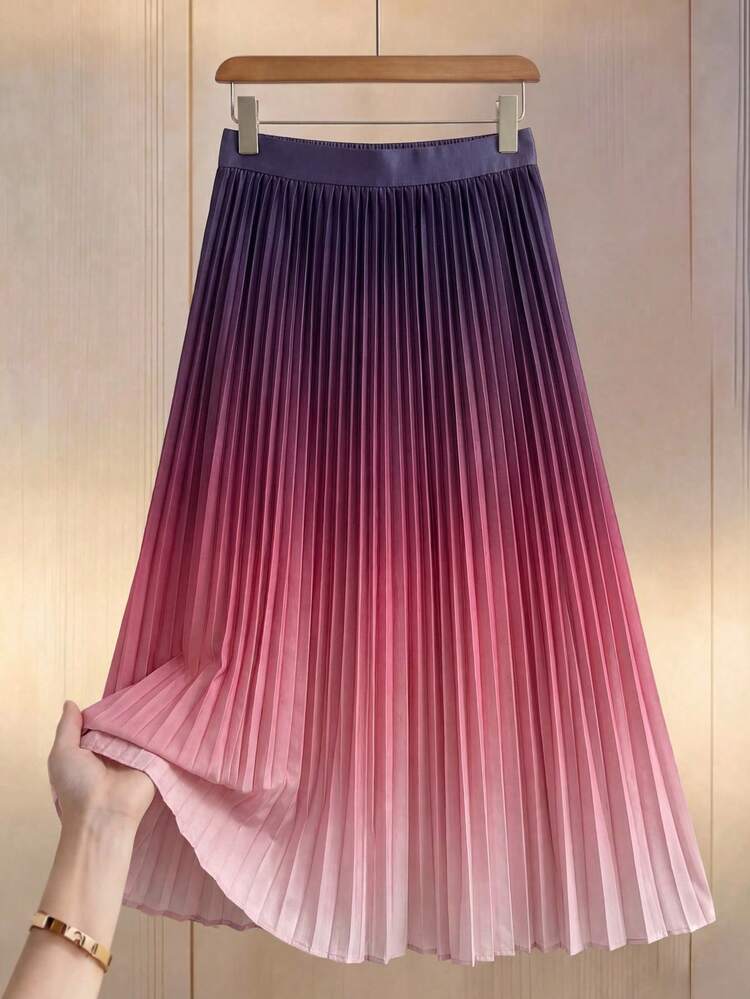 Women's Ombre Pleated Elegant Skirt,Summer Outfit For Women,Festival Outfits For Women,Elegant Skirt For Women,Work Outfits For Women